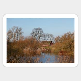 Germany; Bremen; Borgfeld; Wümme; Blockland; Landscape; Farmhouse; Eve; Evening light; winter Sticker